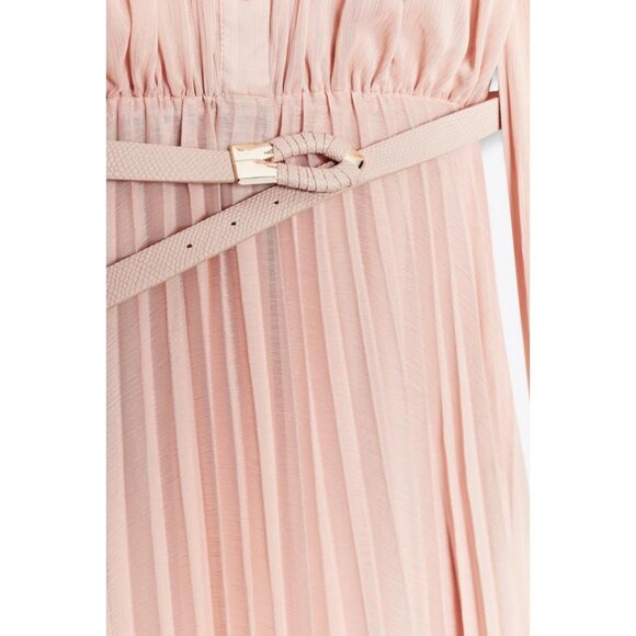 ZARA PLEATED MIDI DRESS WITH BELT - Picture 11 of 11